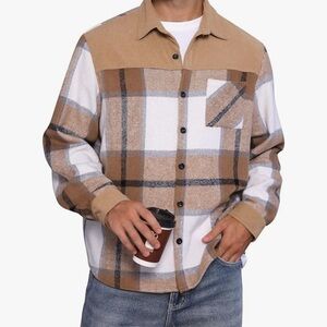 ODIZLI Flannel Jacket for Men Long Sleeve Button Down Plaid NWT Size 2XL